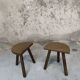 Vintage wooden tripod stool pair.