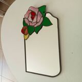 Vintage stained glass and lead mirror