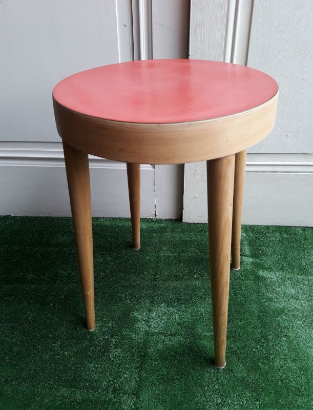 Tabouret Baumann XX hetre and red formica