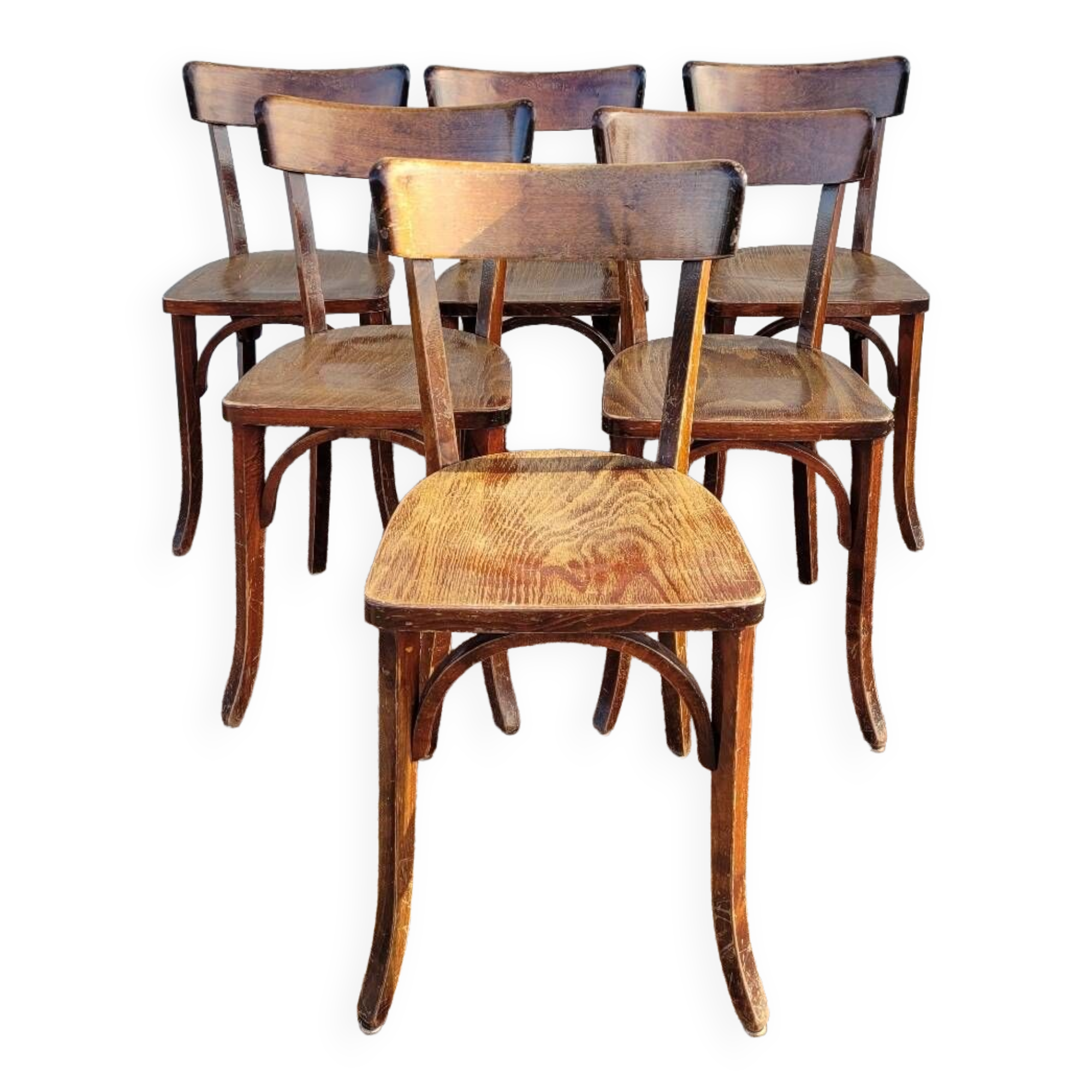 Series of 6 vintage restaurant bistro chairs - 1950s