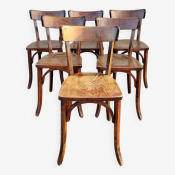 Série de 6 chaises de bistrot restaurant vintage- 1950s