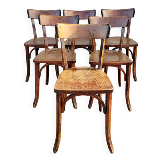 Série de 6 chaises de bistrot restaurant vintage- 1950s