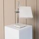 Kaiser Leuchten Table Lamp by Klaus Hempel - white enamelled steel with chrome stem, adjustable mid-century 1960s