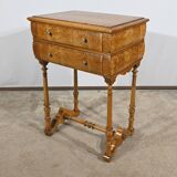 Rare Small Chiffonnière Table in Speckled Amboyna and Cherry, Louis Philippe Period – 19th