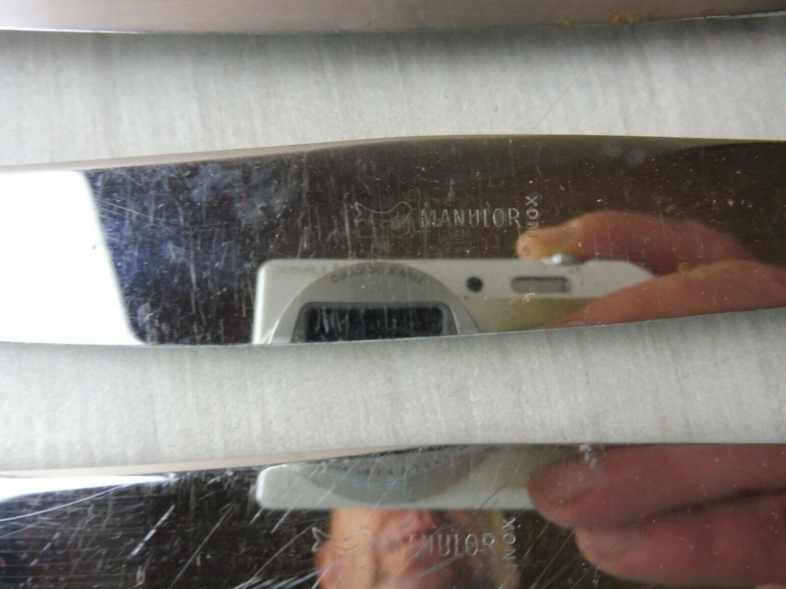 Set of 12 old silver metal knives, art deco décor, Manulor