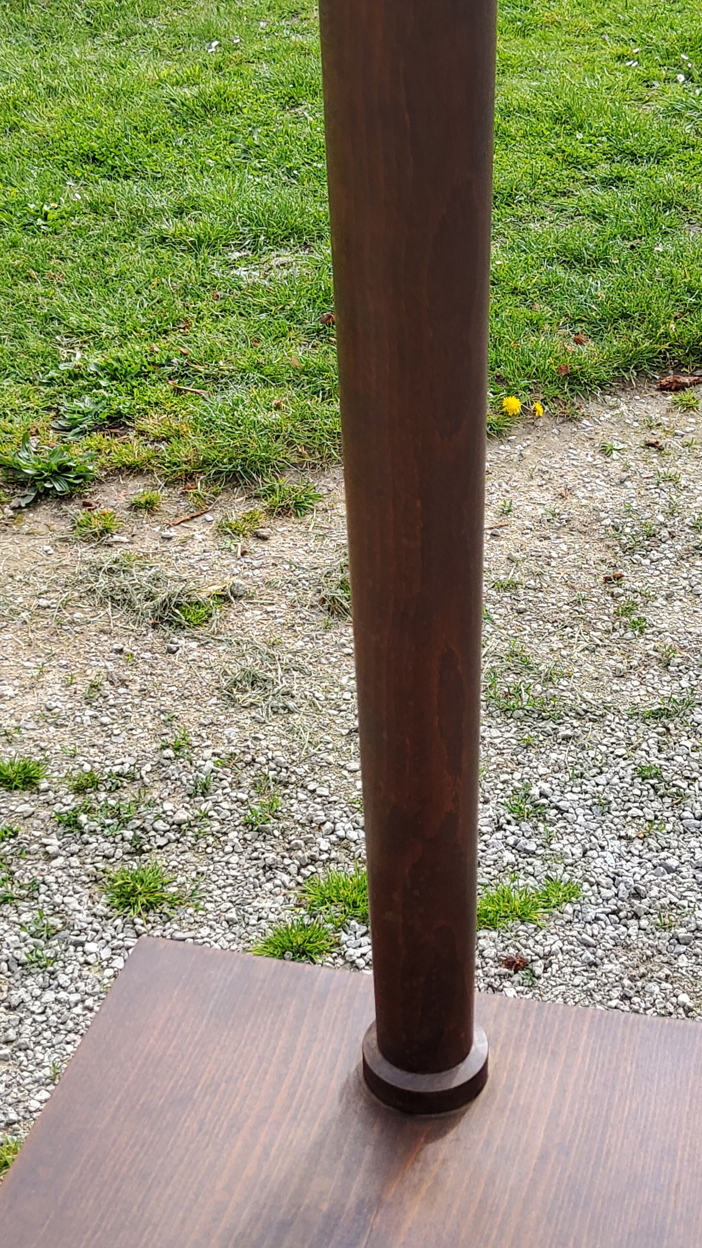 Floor lamp with shelf of the 40s/50s in beech lampshade red fabric
