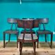Lot de 4 chaises en bois vintage 1970