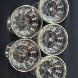 5 Antique Art Deco Palmette Cut Crystal Champagne Glasses