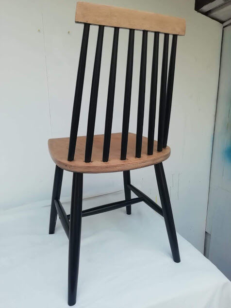 Scandinavian wood and black chair