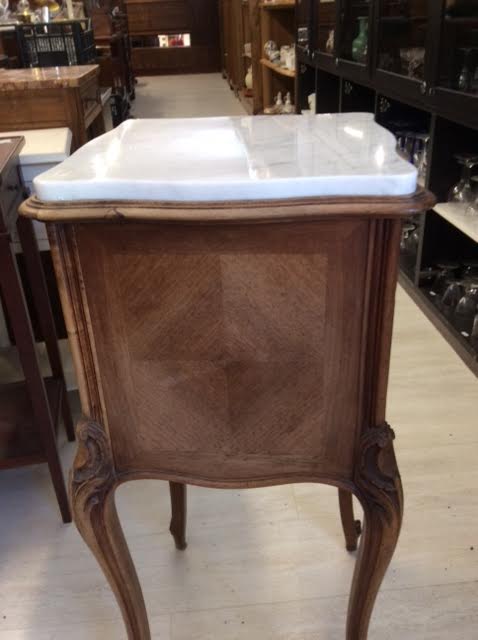 Bedside table wood and marble