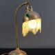 Art Nouveau Brass and Glass Cabochon Table Lamp, Circa 1910