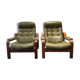 Ensemble de 2 fauteuils de salon vert olive – Göte Möbler, Suède, années 1970