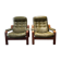 Ensemble de 2 fauteuils de salon vert olive – Göte Möbler, Suède, années 1970