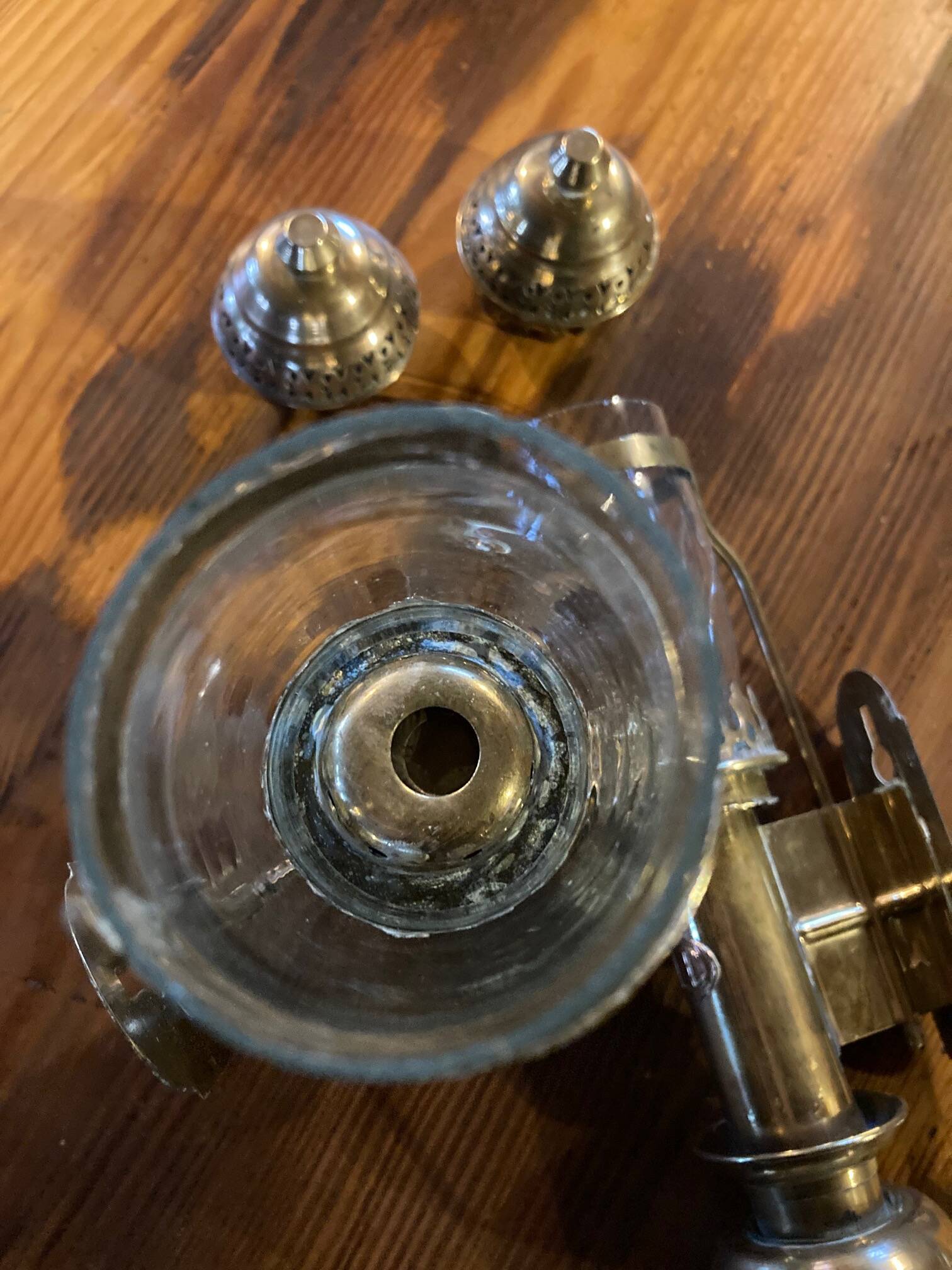 Pair of brass railway wall sconces, DLC Wagon Lit lamps