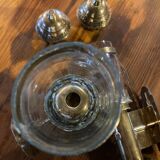 Pair of brass railway wall sconces, DLC Wagon Lit lamps