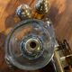 Pair of brass railway wall sconces, DLC Wagon Lit lamps