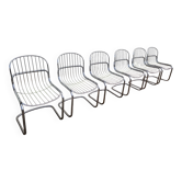 Set of 6 chrome metal design chairs from the 1970s.
