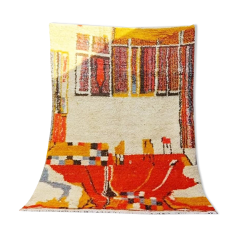 Tapis berbère marocain orange 222 x 152CM