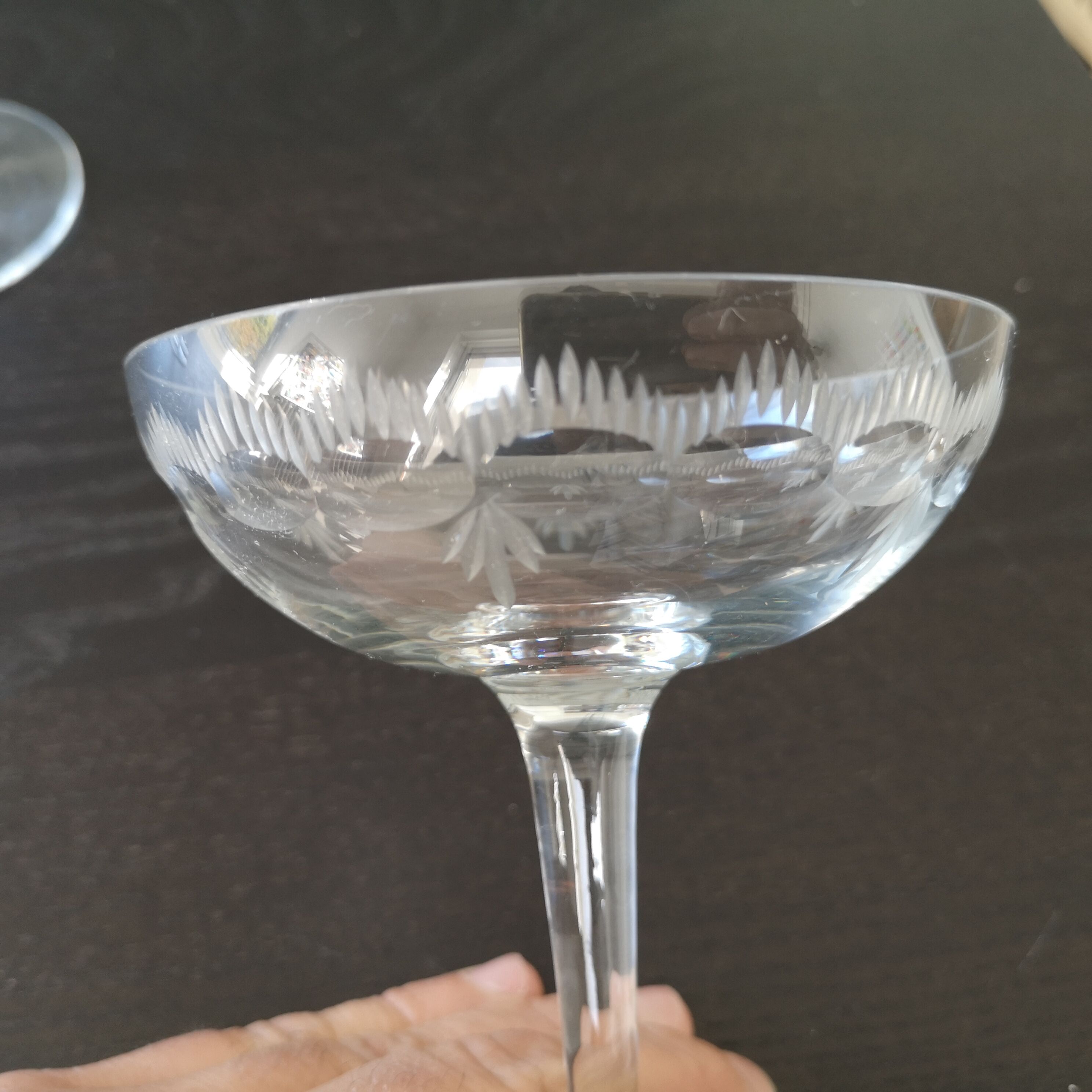 9 engraved champagne glasses
