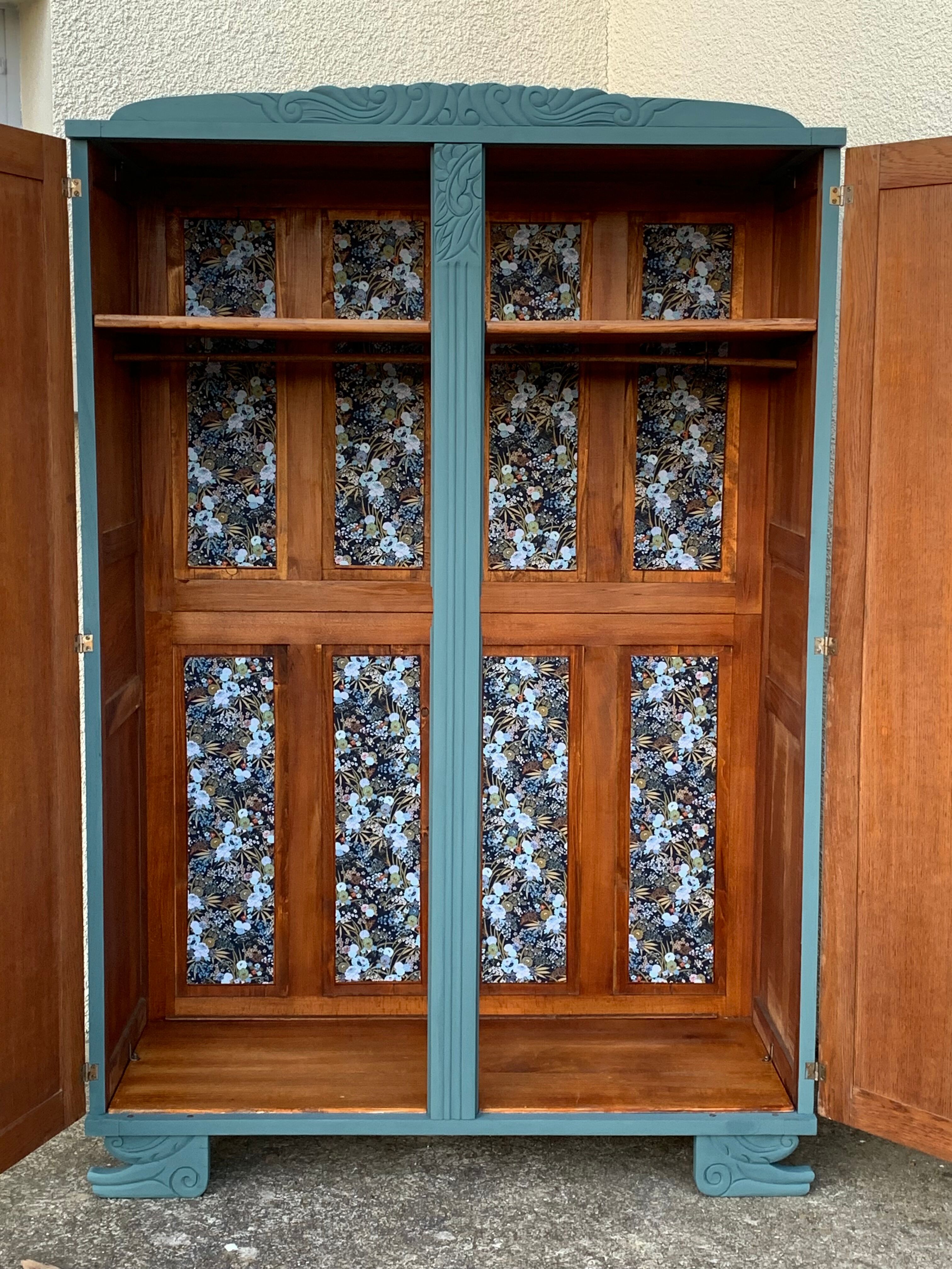 Parisian art deco wardrobe blue gray 1930