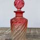 Old bottle pink Baccarat ancient crystal perfume / toilet accessory
