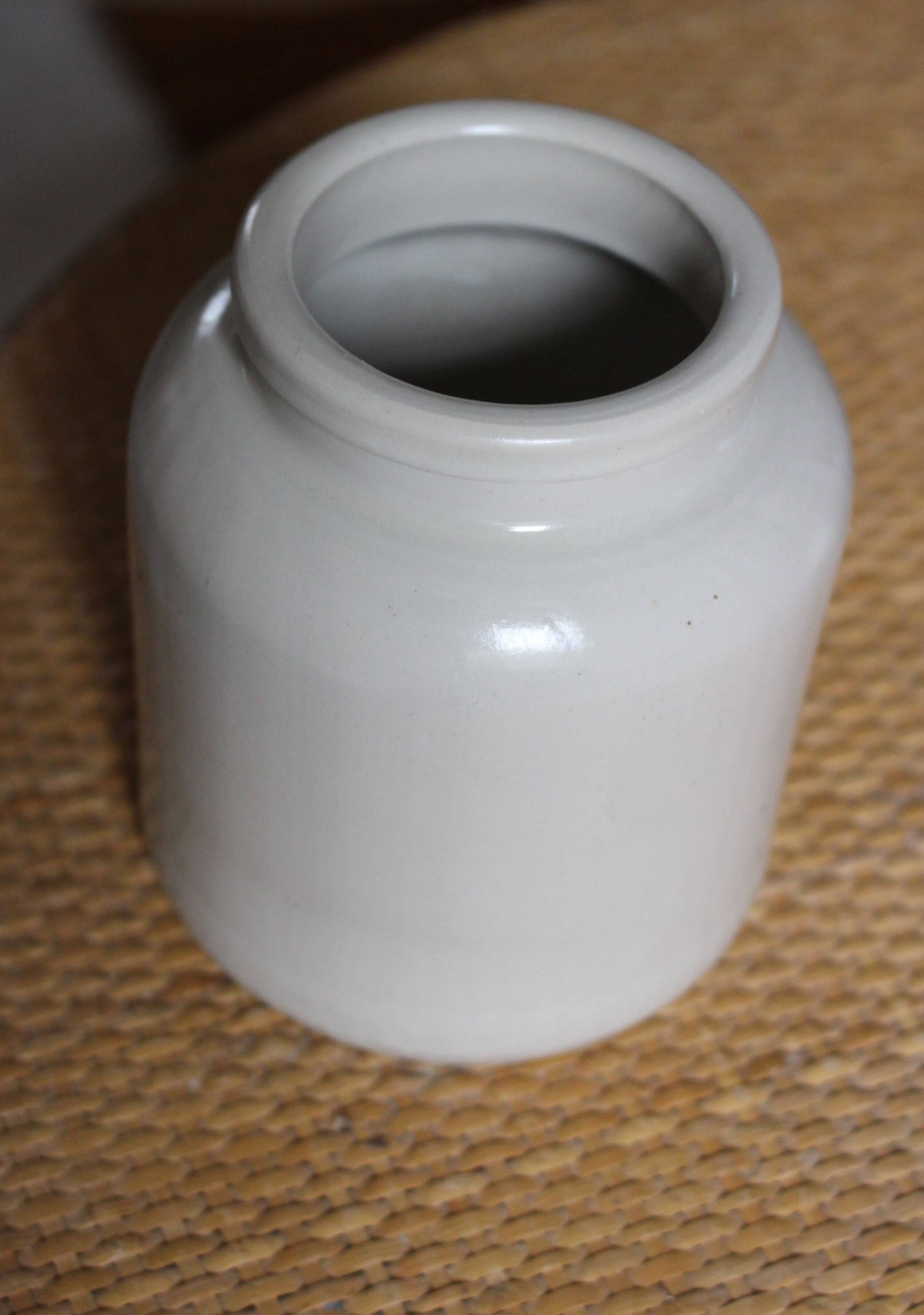 Vintage glazed stoneware vase in greige.