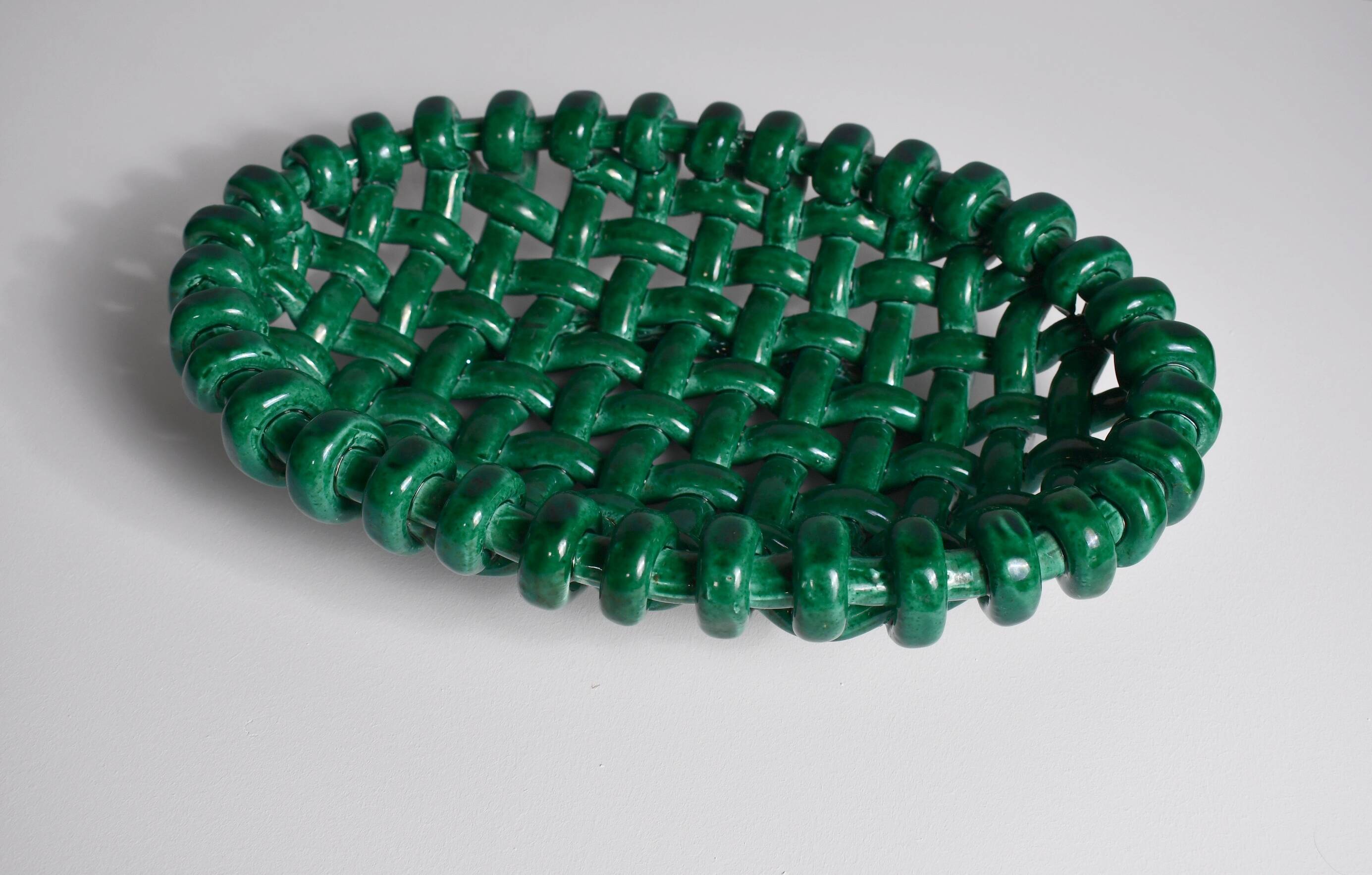 Woven ceramic basket signed Jérome Massier for Vallauris