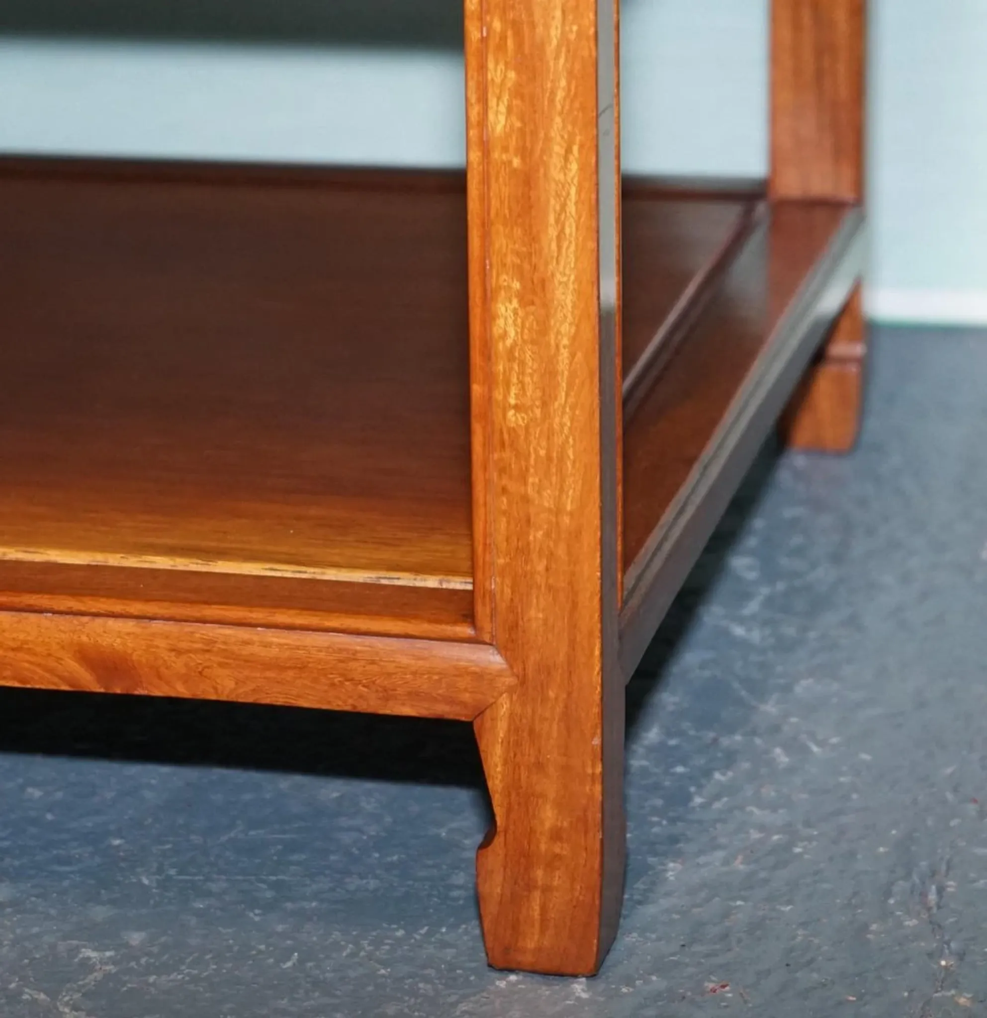 Vintage Oriental Teak Bedside Table with Drawer and Shelf, China