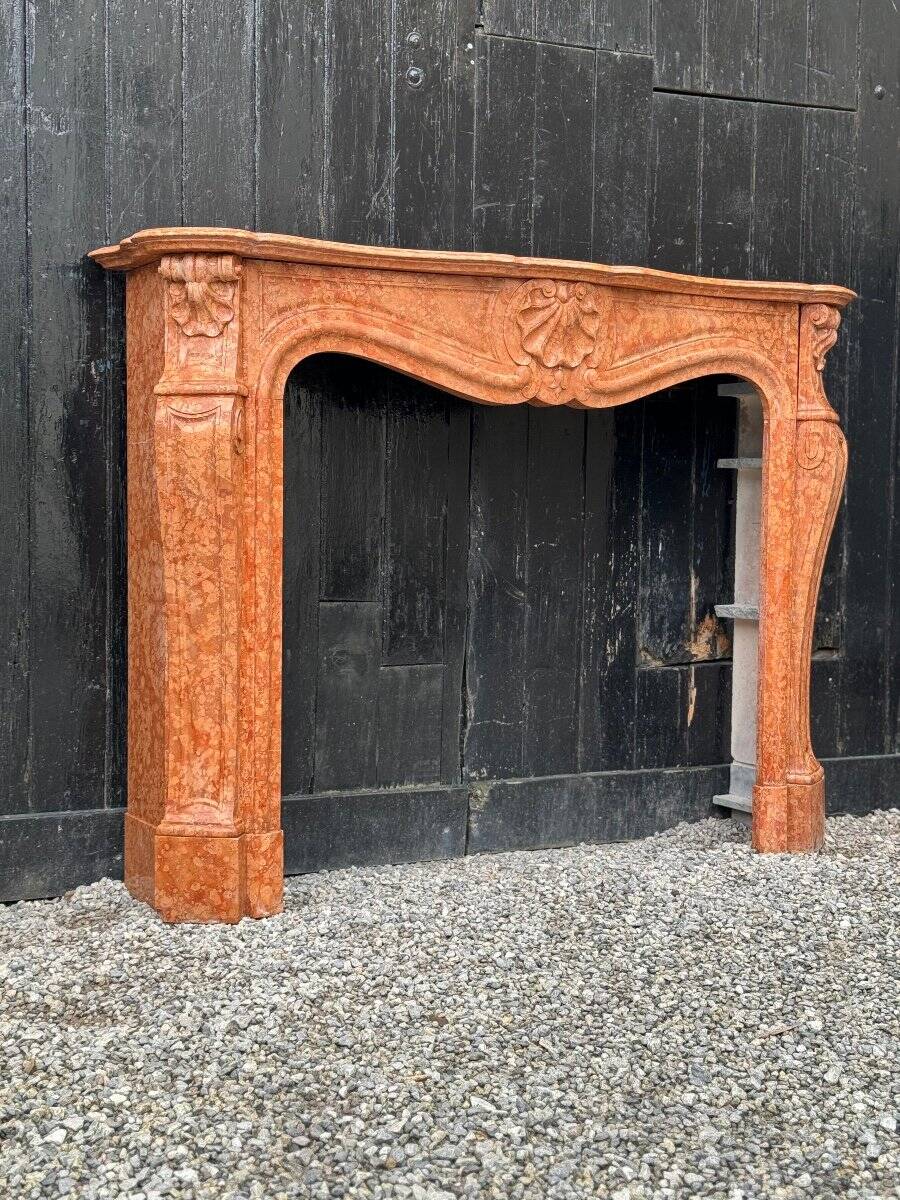 Louis XV Style Fireplace In Red Verona Marble Circa 1880