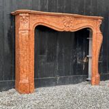 Louis XV Style Fireplace In Red Verona Marble Circa 1880