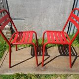 Set of 4 Tolix T2 chairs & vintage white table