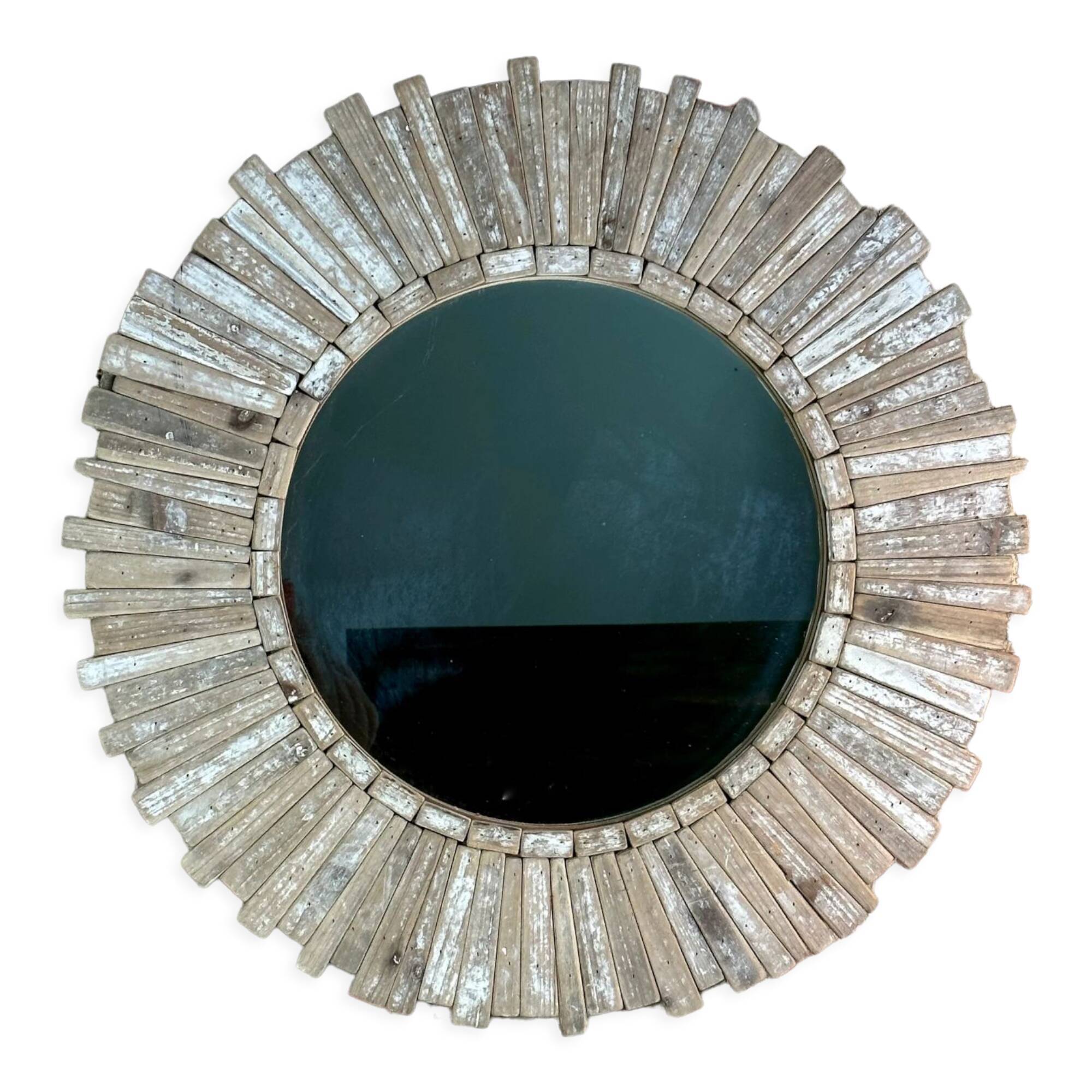 Mirror in patinated natural wood