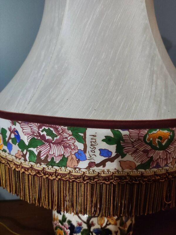 Lampe en faïence de GIEN décor pivoines