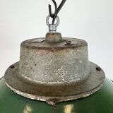 Green Enamel and Cast Iron Industrial Pendant Light, 1960s