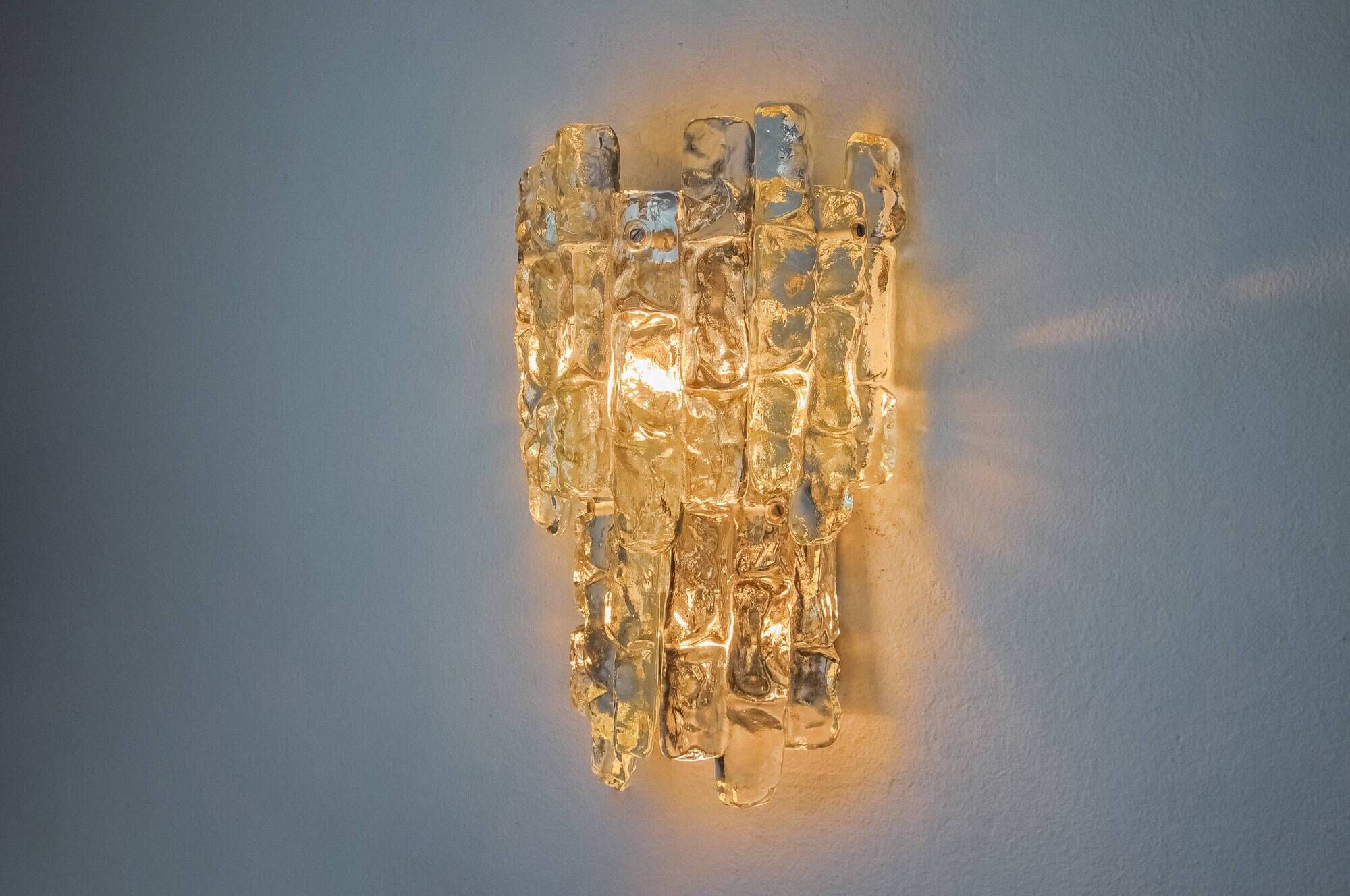 "Glaçon" wall lamp by JT Kalmar frosted glass Austria 1970
