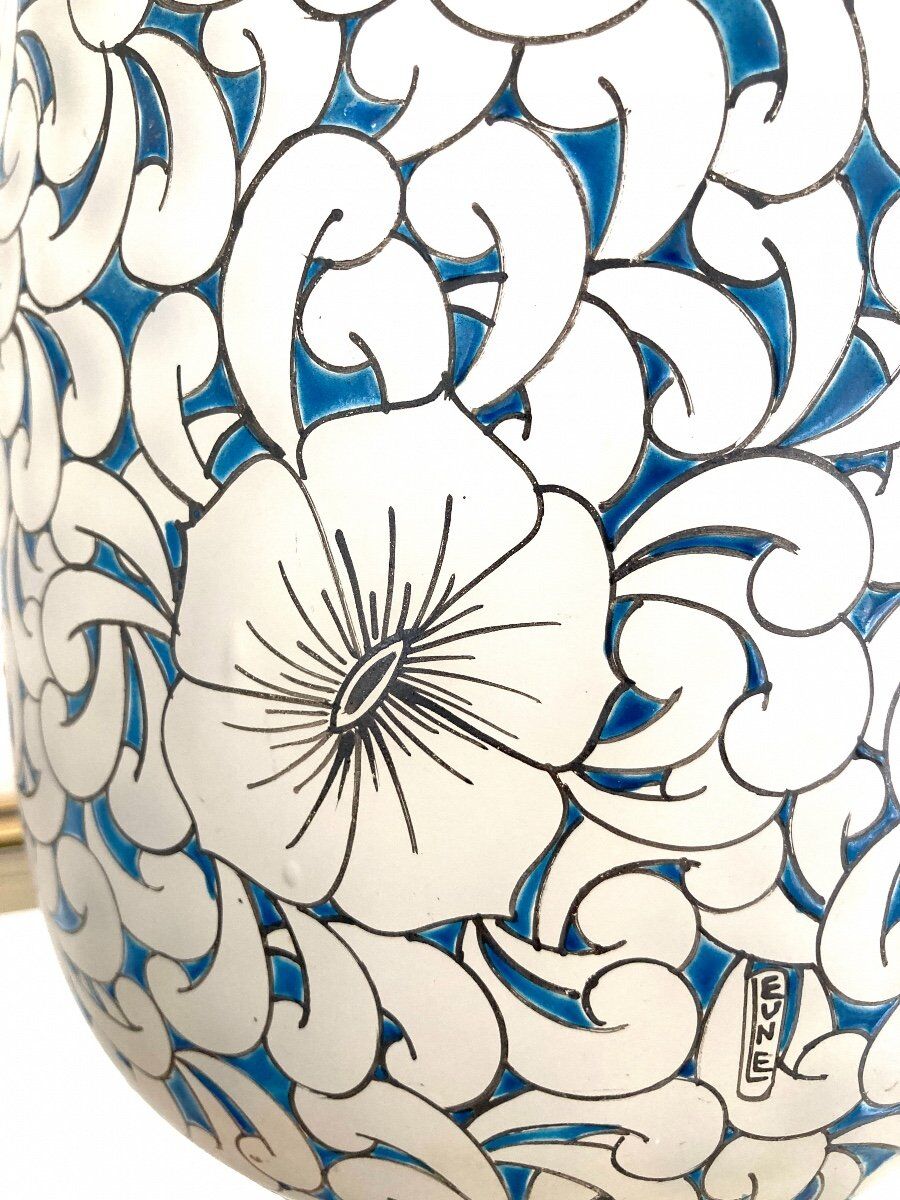 Glass paste vase signed Leune, Art Nouveau