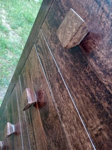 High chest of drawers in exotic rosewood solid wood with 5 drawers