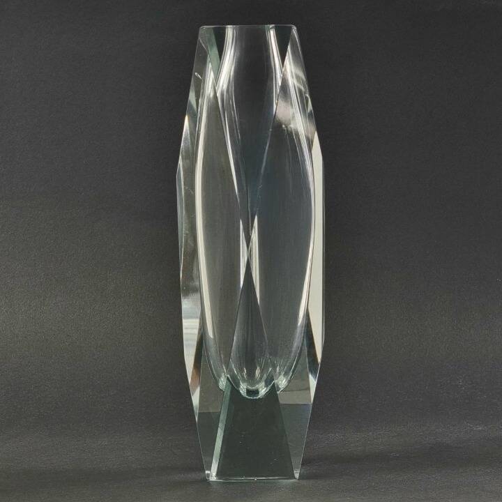 Very Large Mid-Century Murano Faceted Glass Vase by Flavio Poli for Mandruzzato, Italy, 1960s