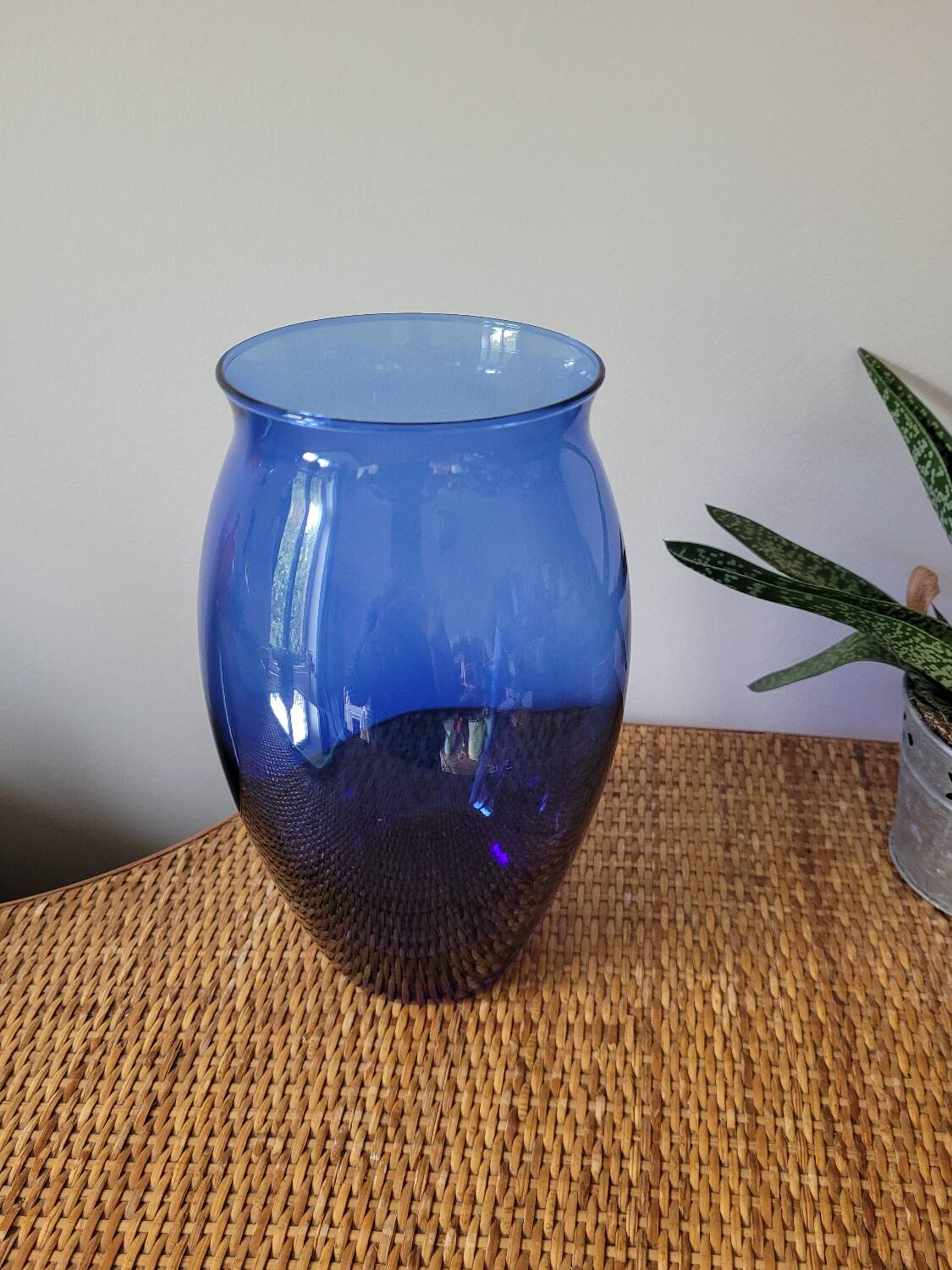 Large cobalt blue glass vase