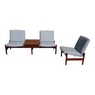 Karl Sørlie & Sønner modular bench, 3 seats and coffee table