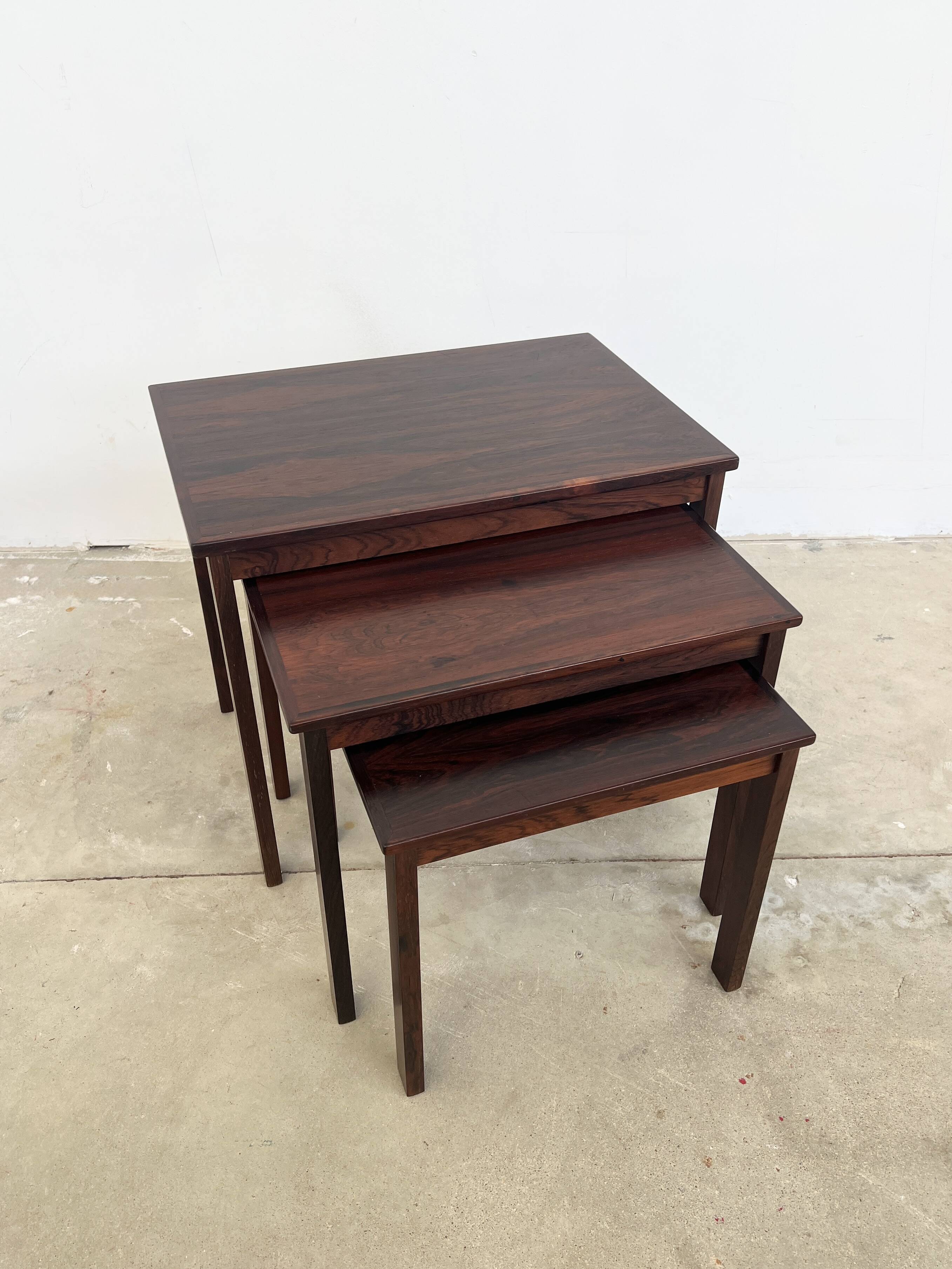 Nest of tables in rosewood, Denmark, 1960s.