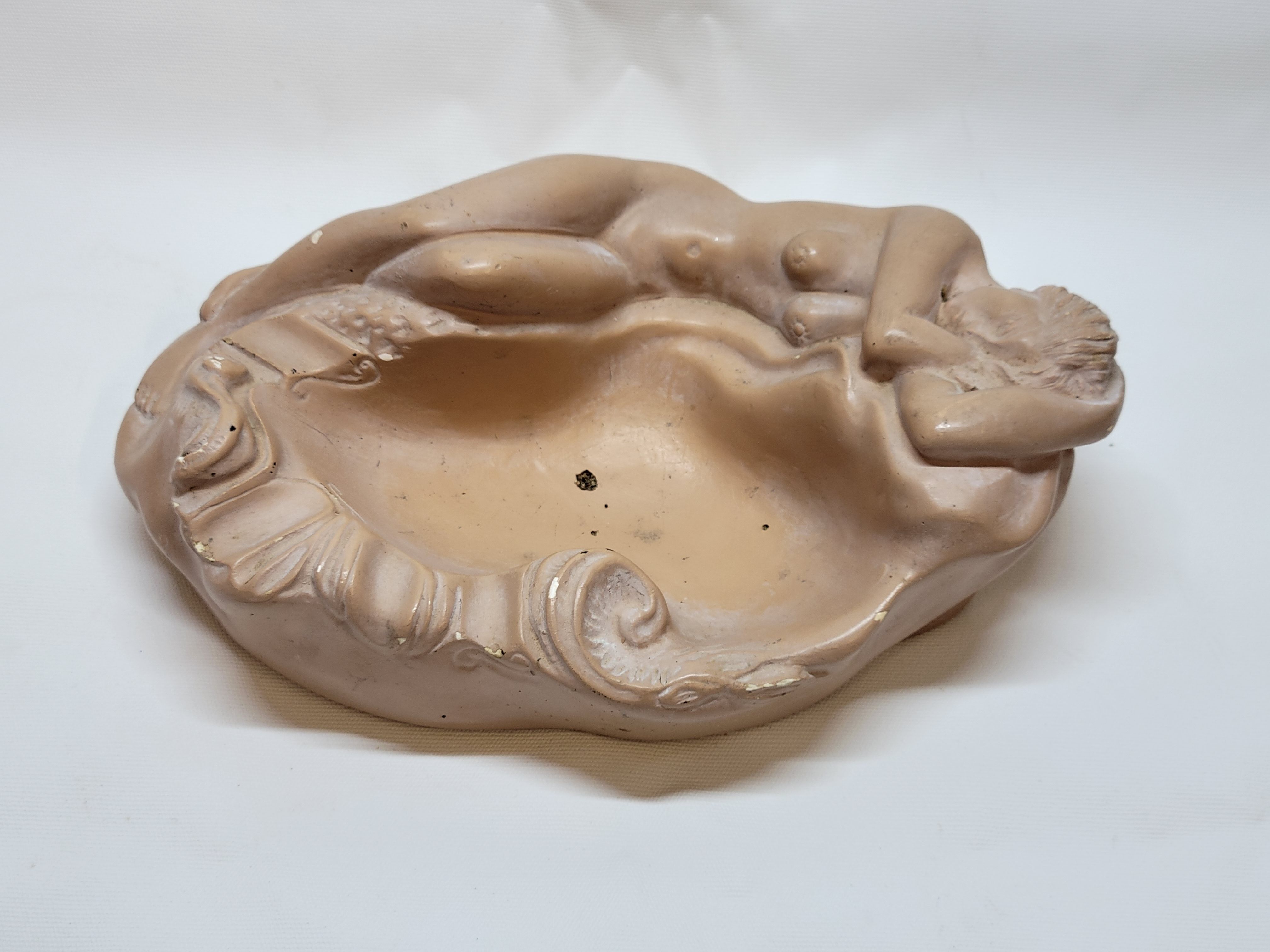 Empty plaster pocket sleeping woman art nouveau signed Carlo Conte
