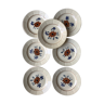 Lot of 7 porcelain plates with flowers Digoin Sarreguemines