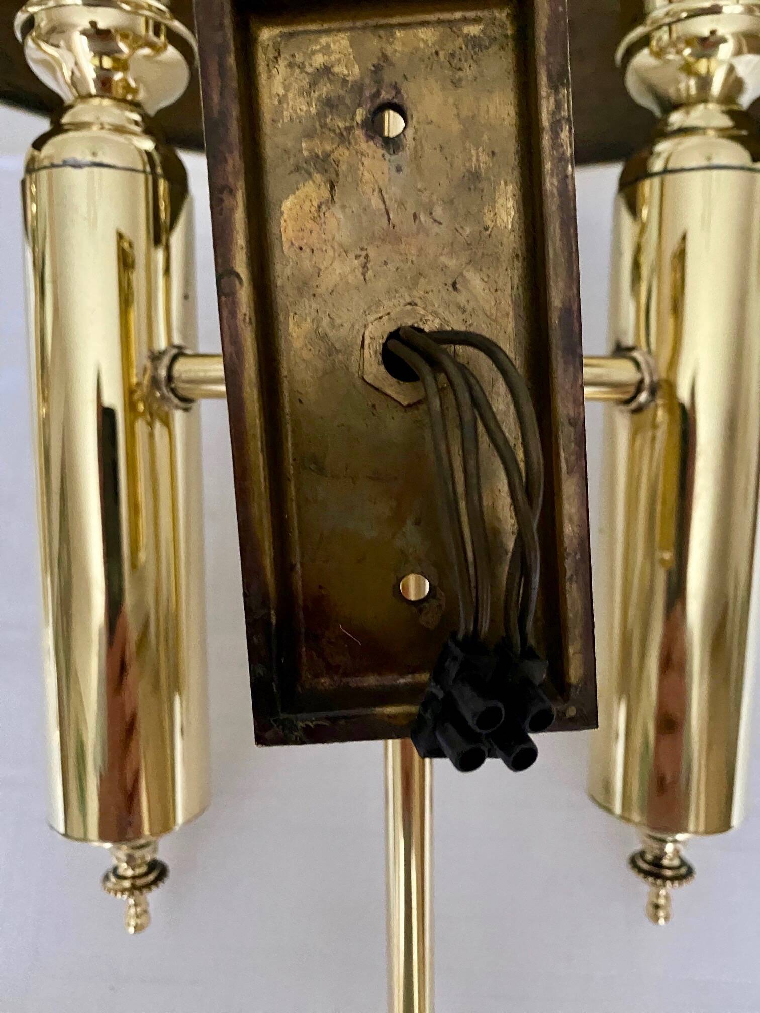 Pair of brass wall lights, 1950.