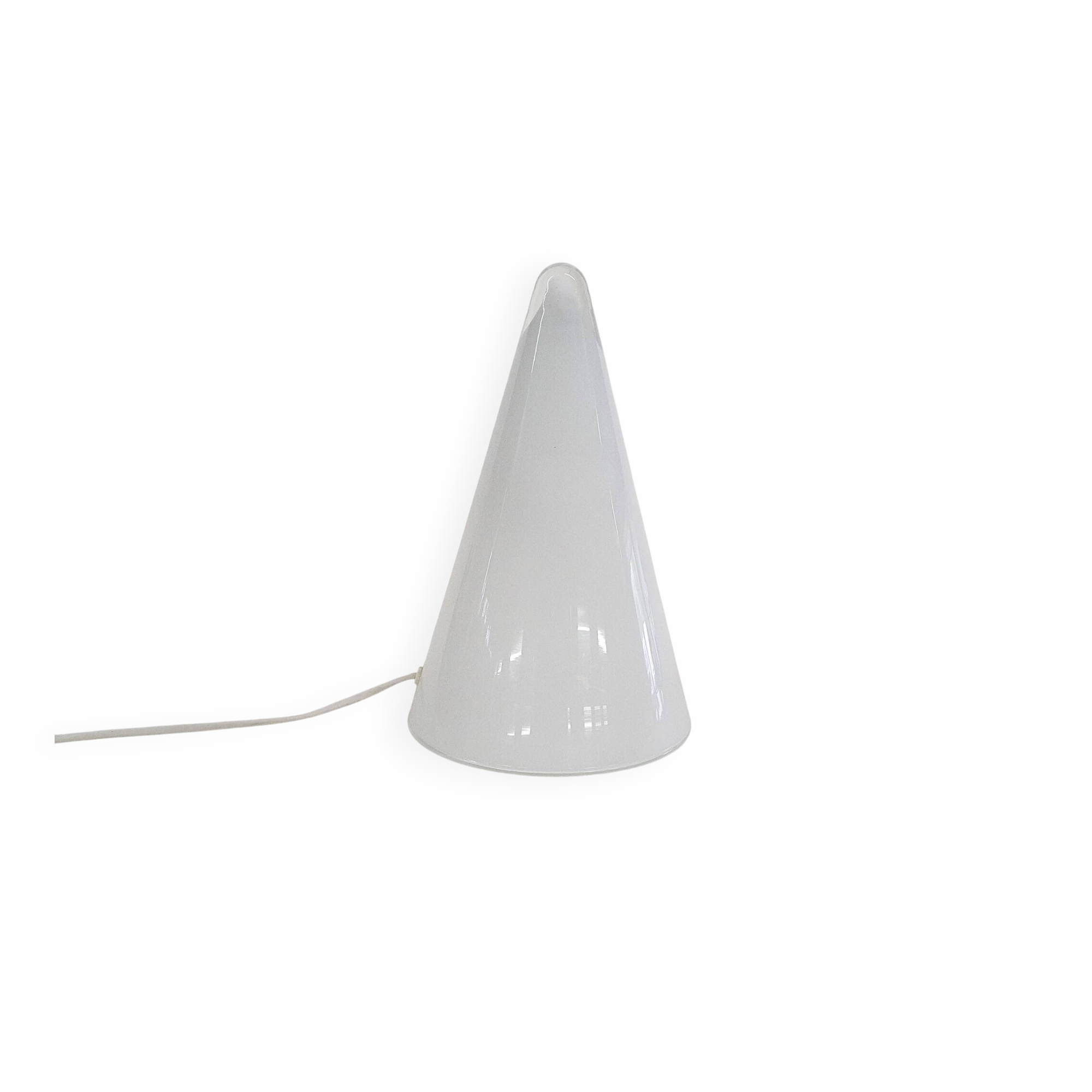 Milk glass pyramid table lamp "Teepee" by SCE France