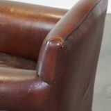 Design armchair made of sheep leather with a clean finish