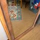Grand miroir ancien bois patiné et dorure glace biseautée