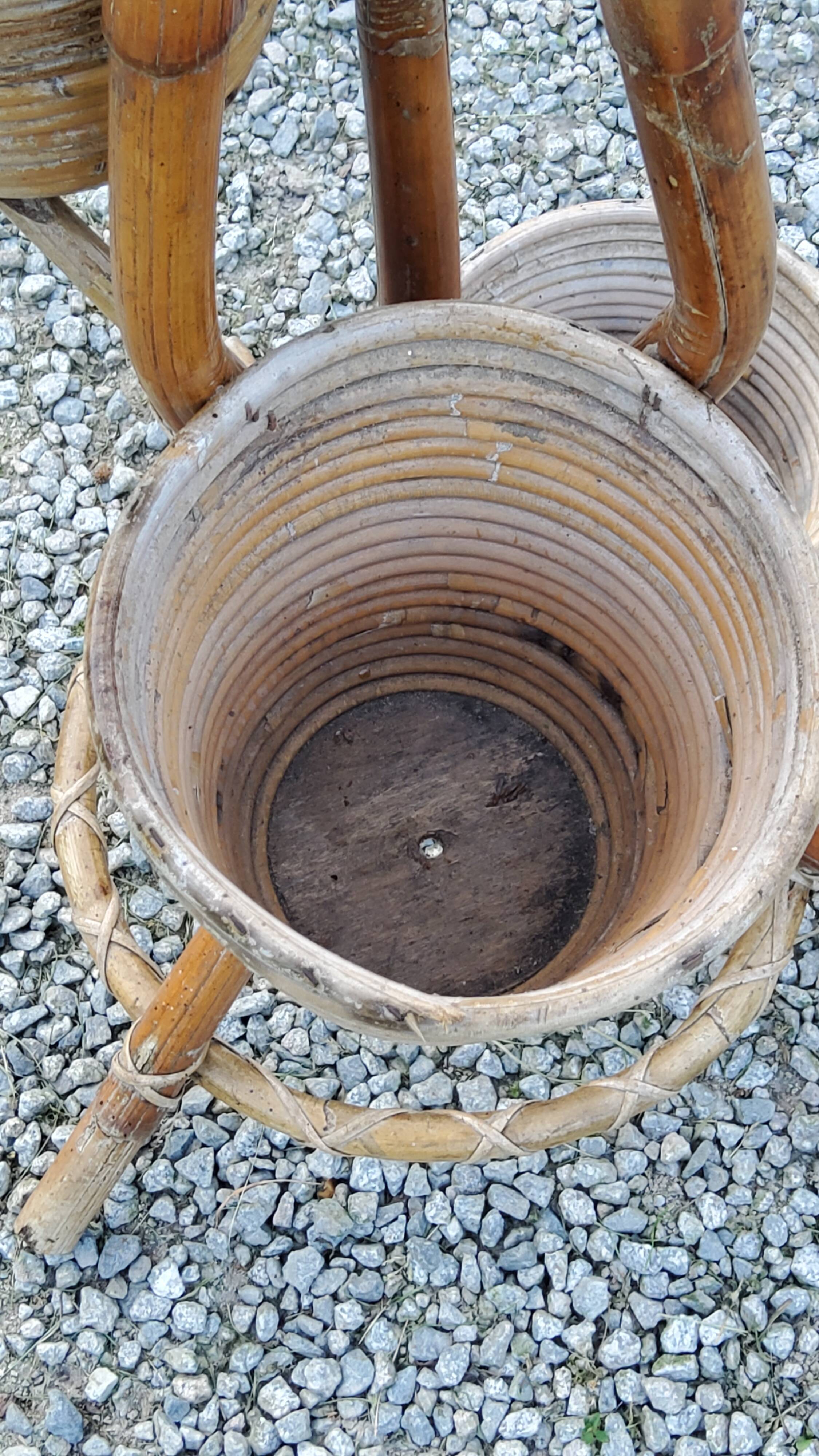 Rattan and bamboo plant holder from the 50s