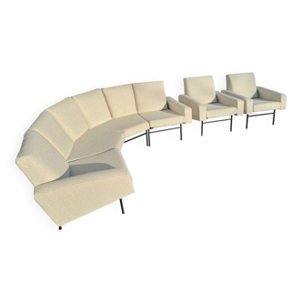 Rare panoramic sofa + 2 "G10" armchairs by Pierre Guariche Airborne edition