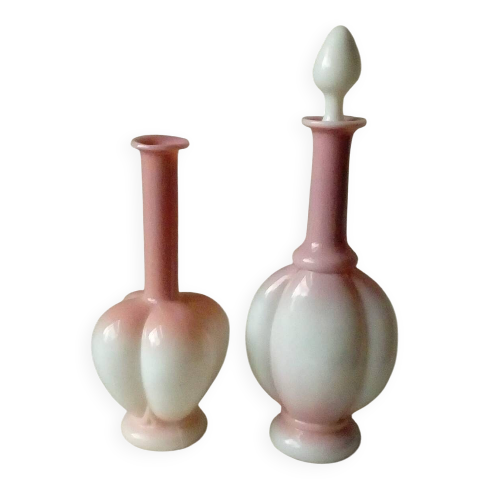 Antique opaline glass decanters, late 19th century